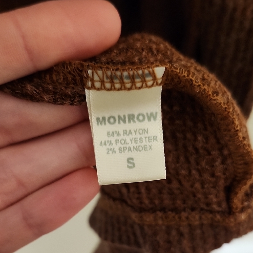 Monrow Brown Cardigan Sweater with Ruffled Detailing - Picture 3 of 12